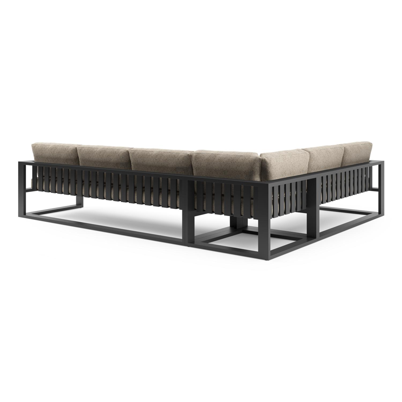 Verato loungehoek in zwart aluminium met bora jungle all weather cosytica kussen