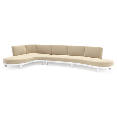 Donato loungehoek in wit aluminium met all weather cosytica Althea Camel kussen