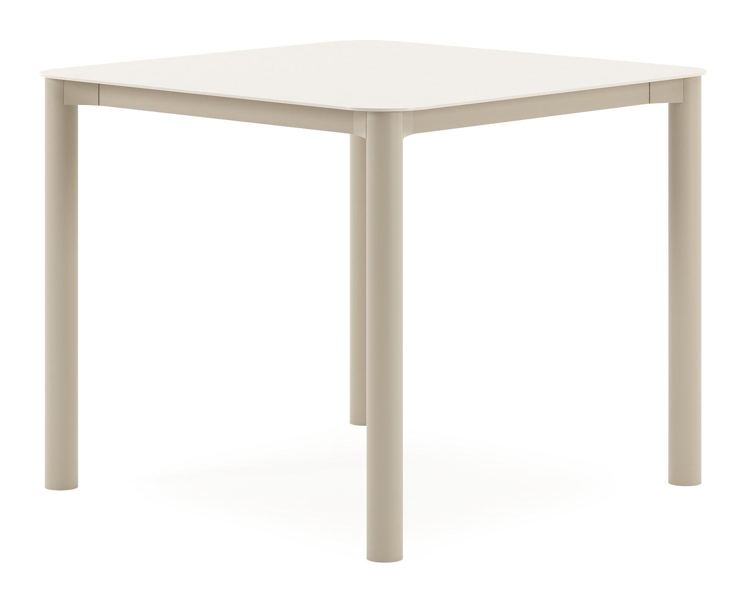 Orso tuintafel afgerond vierkant in beige aluminium en volkeramiek beige - L 90 x B 90 x H 75 cm