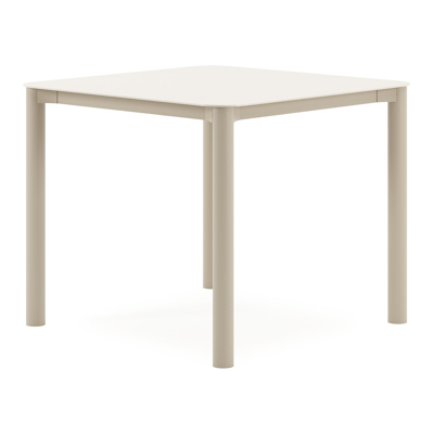 Orso tuintafel afgerond vierkant in beige aluminium en volkeramiek beige - L 90 x B 90 x H 75 cm