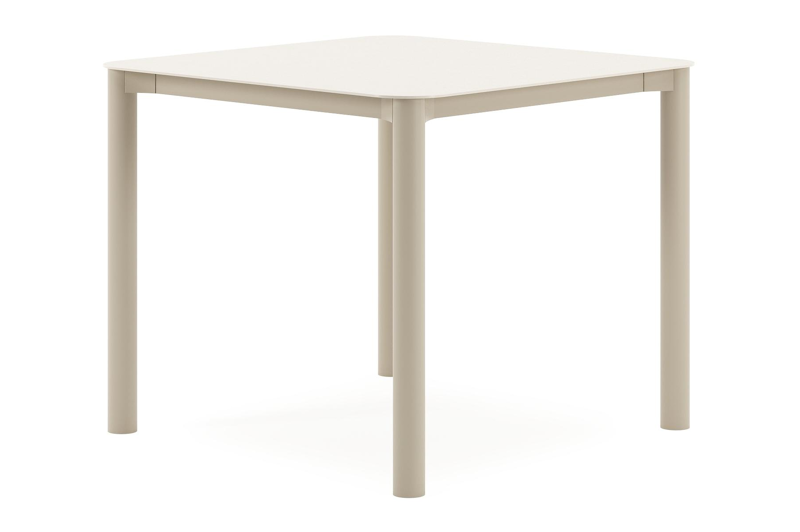 Orso tuintafel afgerond vierkant in beige aluminium en volkeramiek beige - L 90 x B 90 x H 75 cm