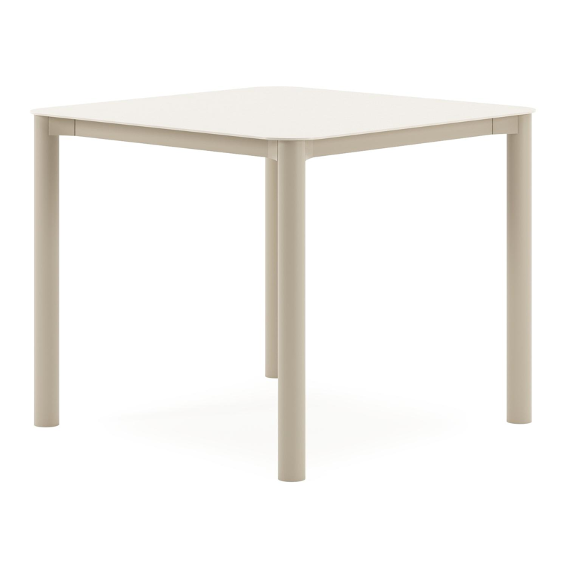 Orso tuintafel afgerond vierkant in beige aluminium en volkeramiek beige - L 90 x B 90 x H 75 cm