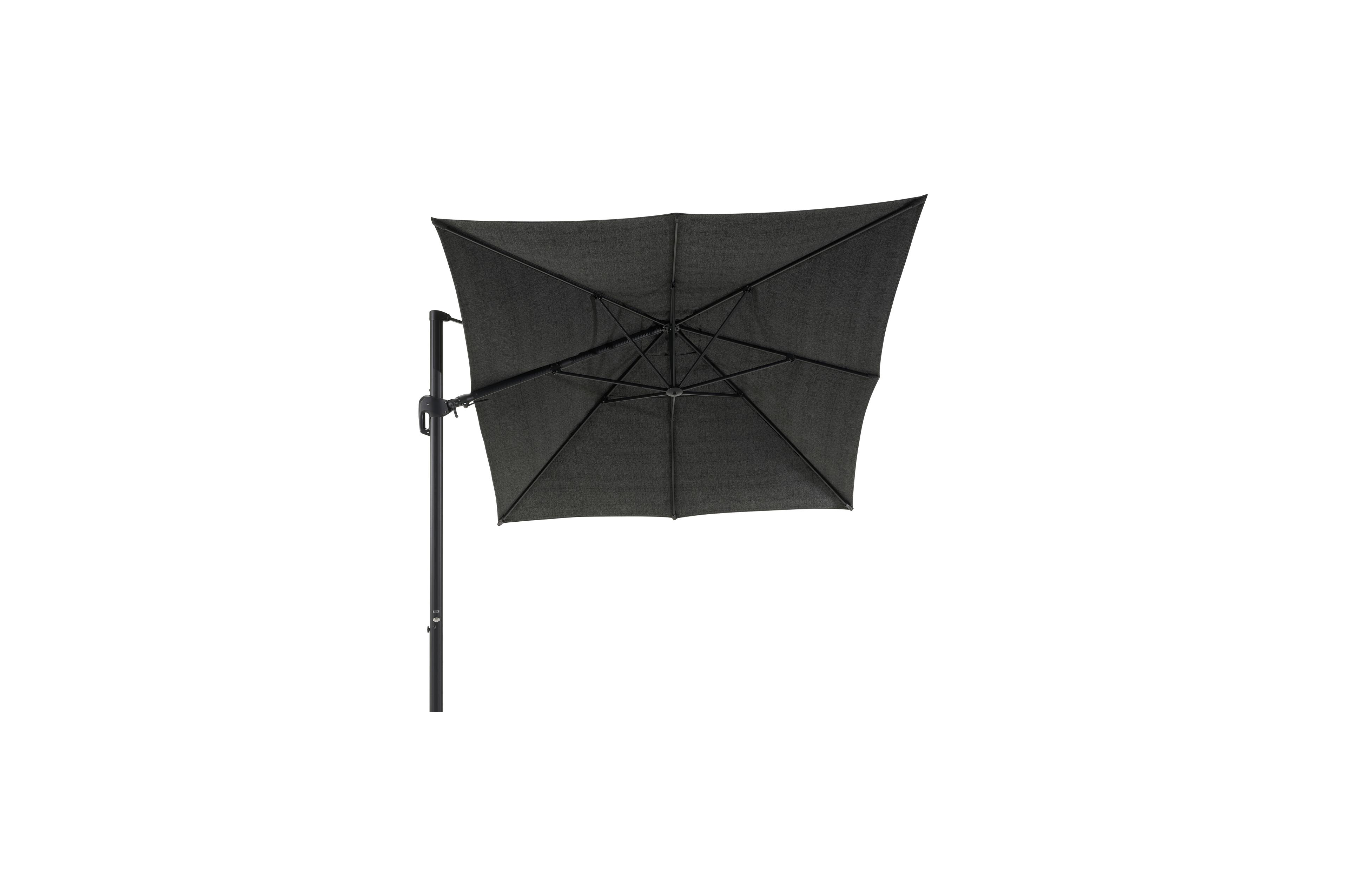 Parasol pendant Rufina avec function tilt en aluminium noir et Sunbrella Luxe Chartres Sooty - Lg.1 400 x Lg.2 300 cm (sans pied de parasol