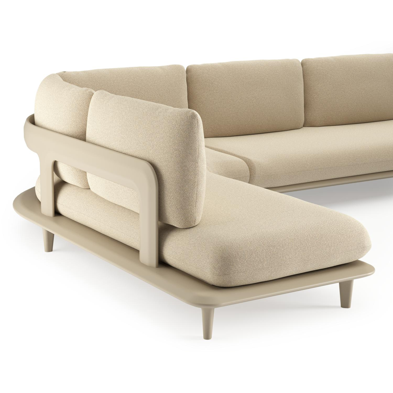 Bomero loungehoek in beige aluminium met soul papyrus all weather solica kussen