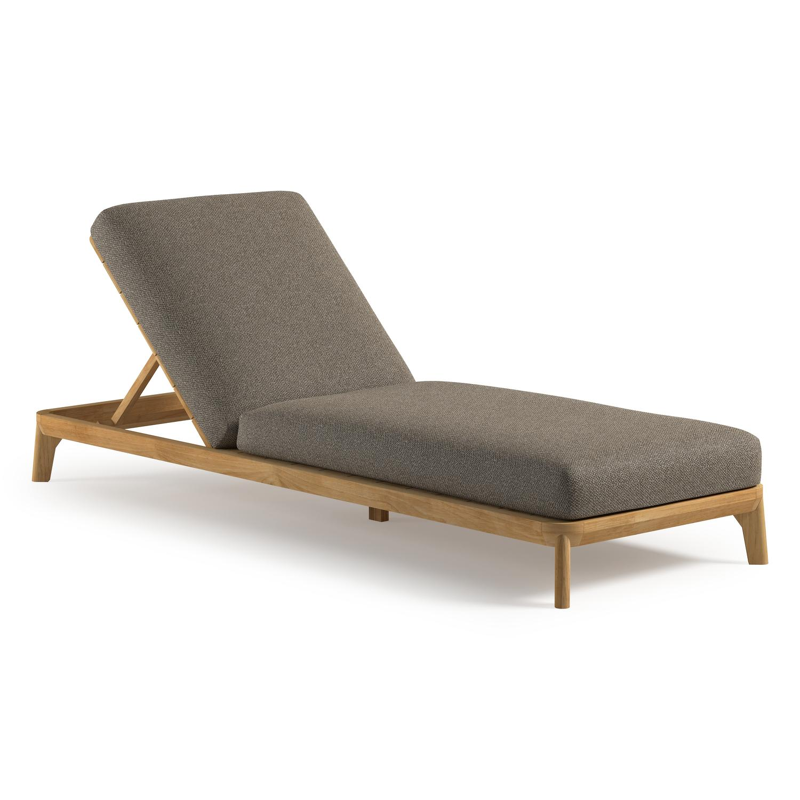 Orso verstelbaar ligbed in teak met madagascar burch all weather Cosytica kussen