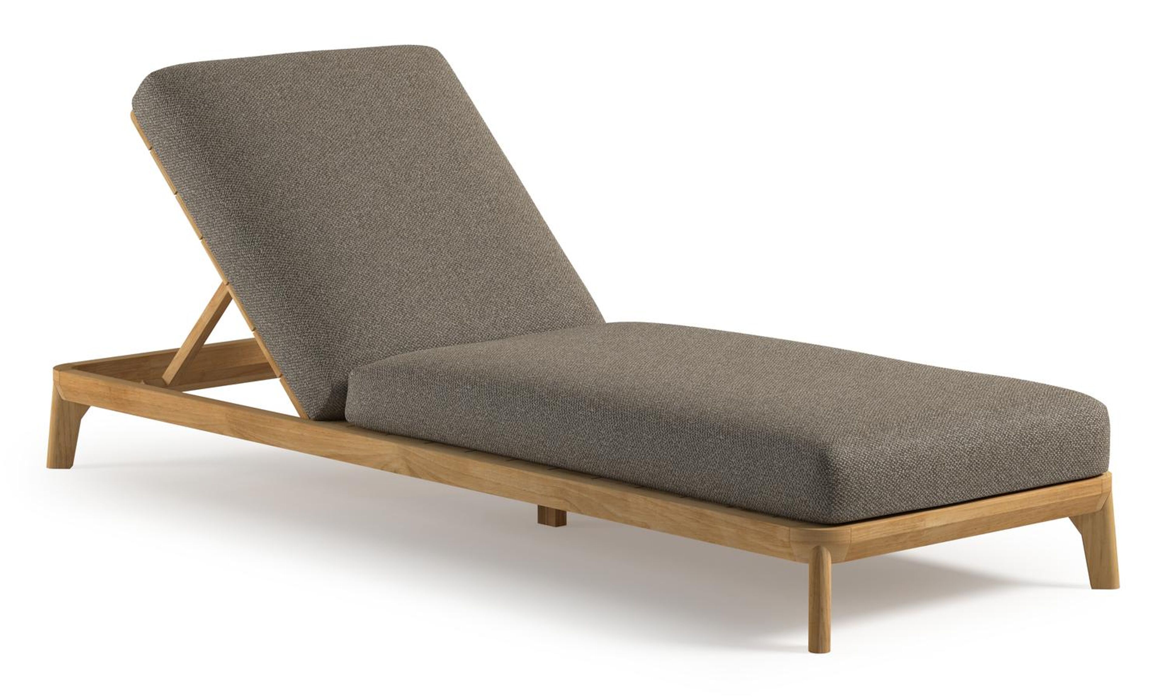 Orso verstelbaar ligbed in teak met madagascar burch all weather Cosytica kussen