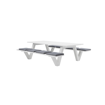 Norma picknicktafel in wit aluminium - L 240 x B 213 x H 74 cm