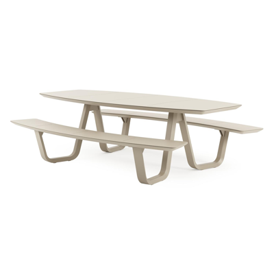 Forno picknicktafel bootvorm in beige aluminium - L 240 x B 181 x H 72 cm
