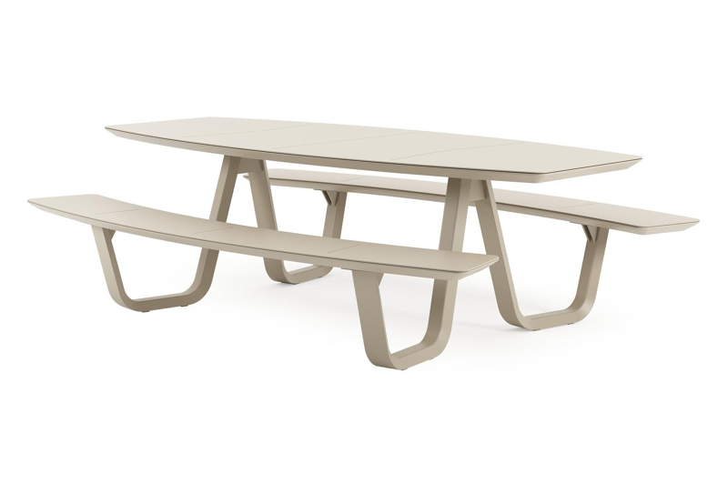 Forno picknicktafel bootvorm in beige aluminium - L 240 x B 181 x H 72 cm
