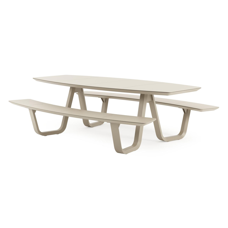 Forno picknicktafel bootvorm in beige aluminium - L 240 x B 181 x H 72 cm