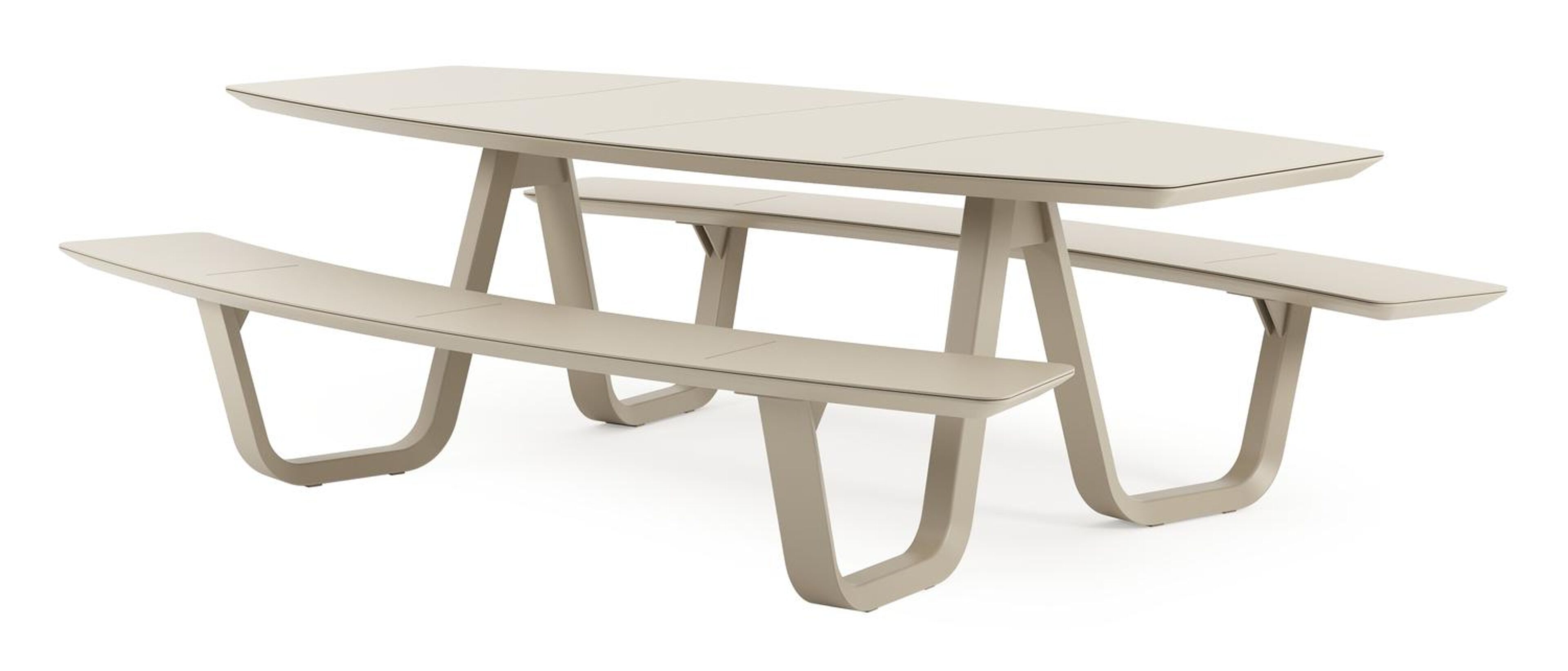 Table de pique-nique Forno forme de bateau en aluminium beige - Lg. 240 x Larg 181 x Haut. 72 cm