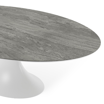 Table de jardin Fano en aluminium blanc et céramique pleine aspen grey - Lg 240 x Larg. 135 x H 75 cm