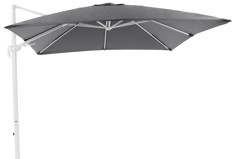 Parasol pendant Avola avec fonction tilt en aluminium blanc avec toile de parasol en weather+ softtouch gris - Larg1 300 x Larg2 300 cm (sans pied de parasol)