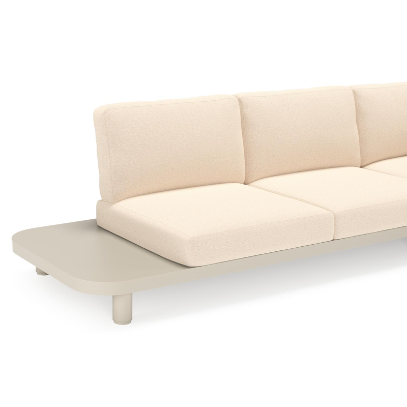 Donato loungehoek in beige aluminium met heritage papyrus all weather sunbrella® luxe kussen
