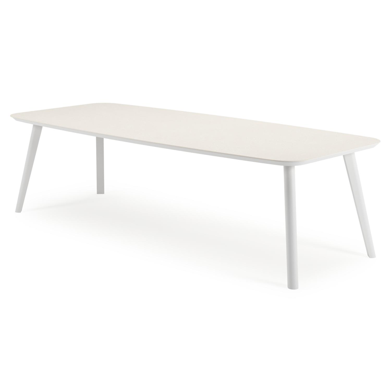 Mosa tuintafel bootvorm in wit aluminium en sintered stone Crema minerale - L 270 x B 115 x H 74 cm