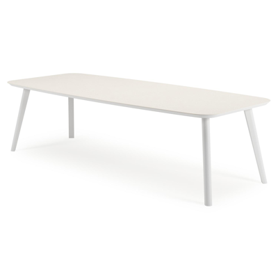 Mosa tuintafel bootvorm in wit aluminium en sintered stone Crema minerale - L 270 x B 115 x H 74 cm