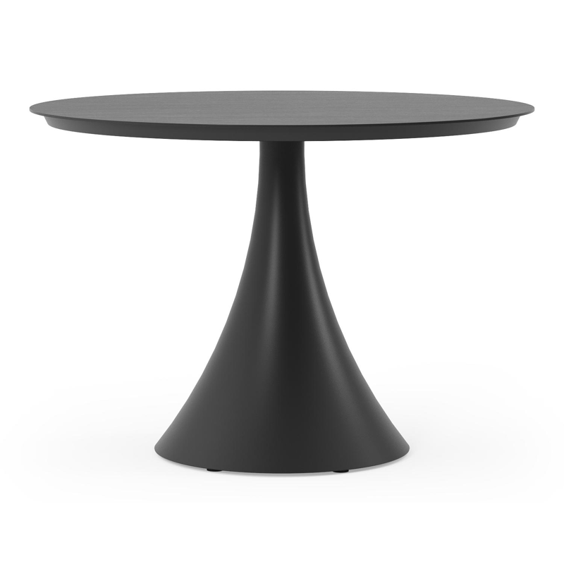 Fano tuintafel in zwart aluminium en volkeramiek basalt black - Dia. 110 x H 75 cm