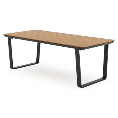 Alora tuinset in zwart aluminium en polywood tafelblad met 8 Paco tuinstoelen