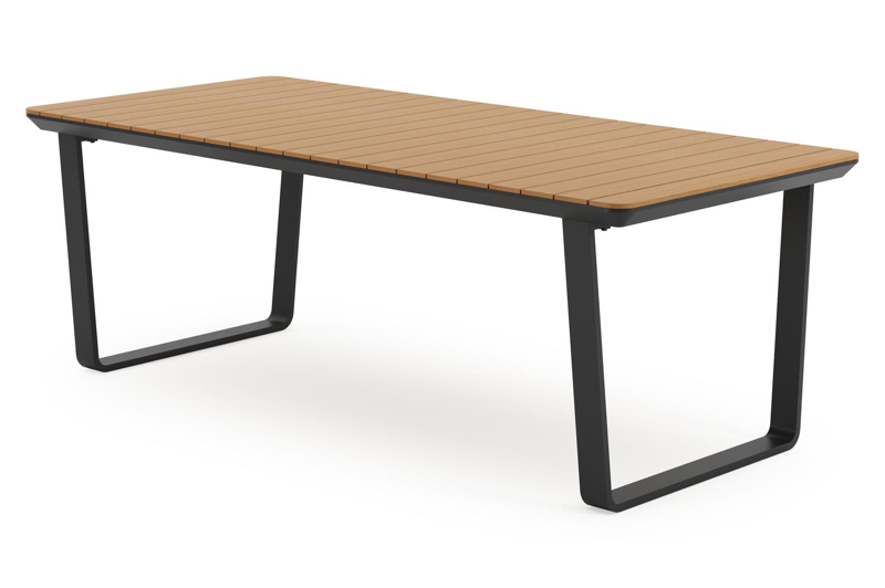 Alora tuintafel in zwart aluminium en polywood - L 220 x B 100 x H 74 cm