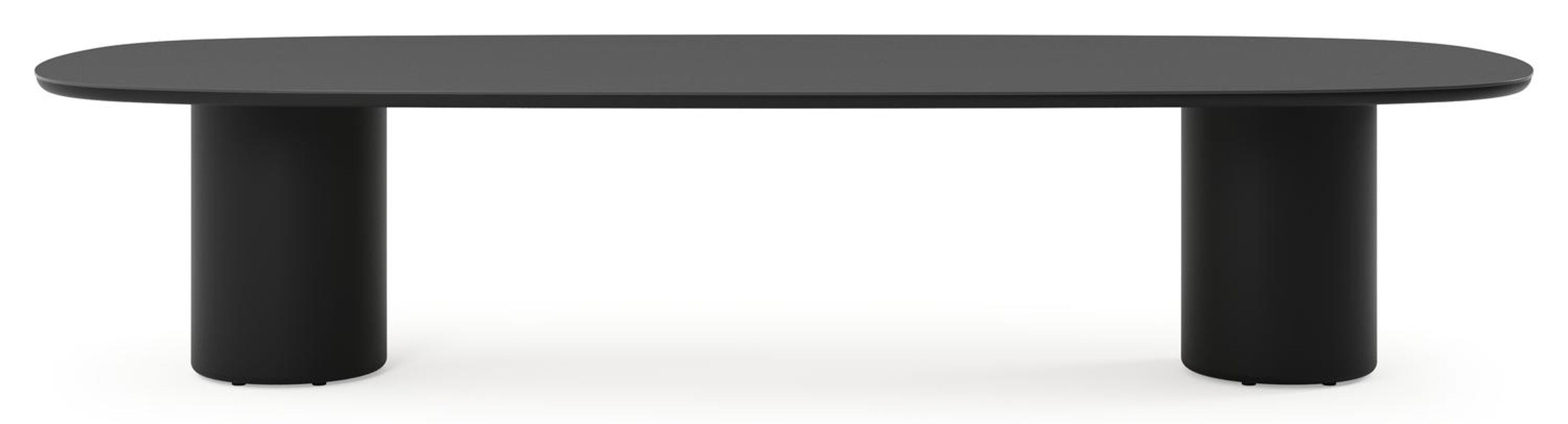 Table de jardin low dining Amico bombo en aluminium noir et céramique pleine Nero Black - Lg. 320 x Lrg. 130 x Haut. 61 cm