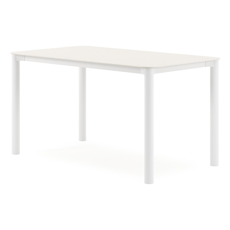 Orso tuintafel rechthoekig afgerond in wit aluminium en volkeramiek beige - L 140 x B 80 x H 75 cm