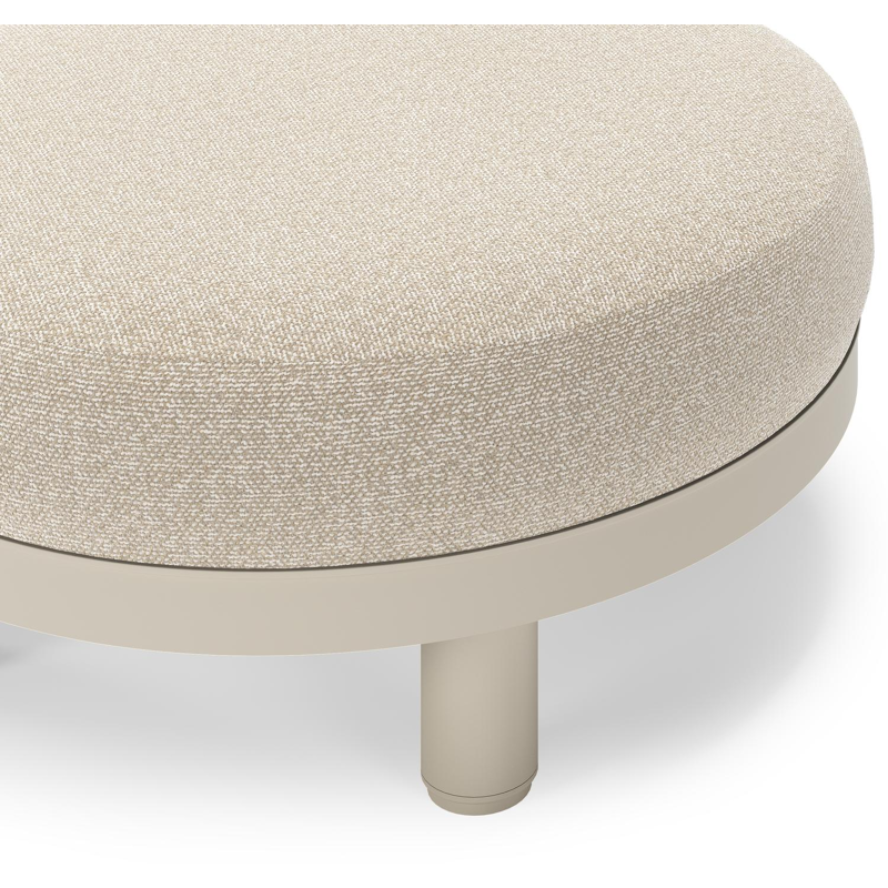 Salon de jardin pouf Donato en aluminium beige et coussins en all weather cosytica Marbella Ecru