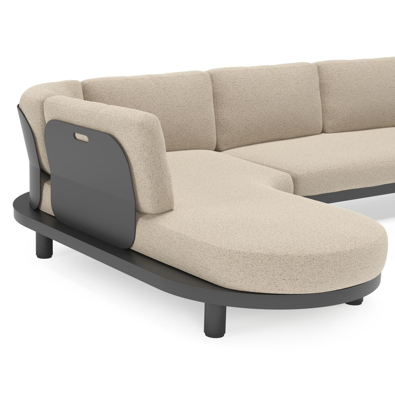 Donato loungehoek in zwart aluminium met all weather cosytica Marbella Beige kussen