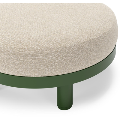 Donato lounge poef in groen aluminium met all weather cosytica Marbella Ecru kussen
