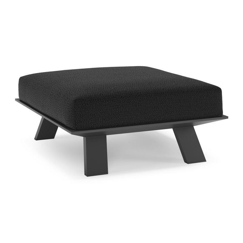 Pouf Cesano en aluminium noir et coussin en all weather Sunbrella® luxe lopi baribal