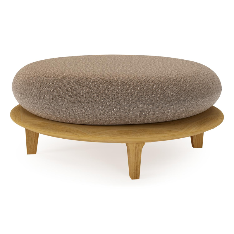 Bomero poef in teak met firenze bamboe all weather solica kussen