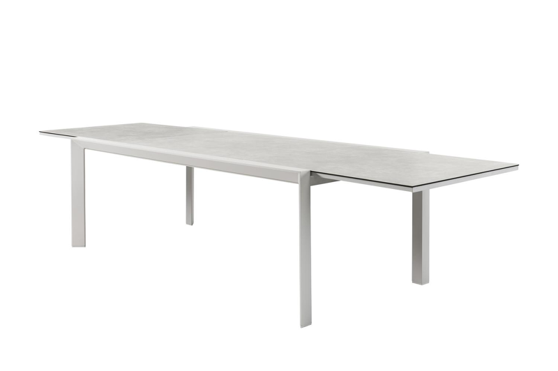Ceramo verlengbare tuintafel in wit aluminium met tafelblad in volkeramiek - L 220 x B 106 cm