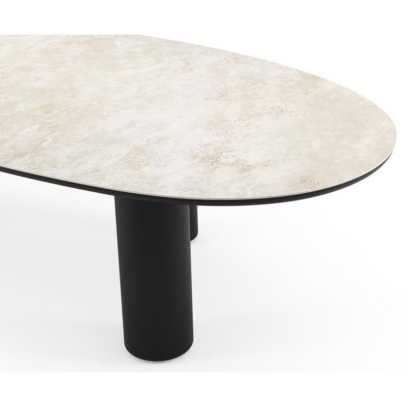 Table de jardin Amico mangue en aluminium noir et céramique pleine Rapolano - Lg. 320 x Lrg. 140 x Haut. 74 cm