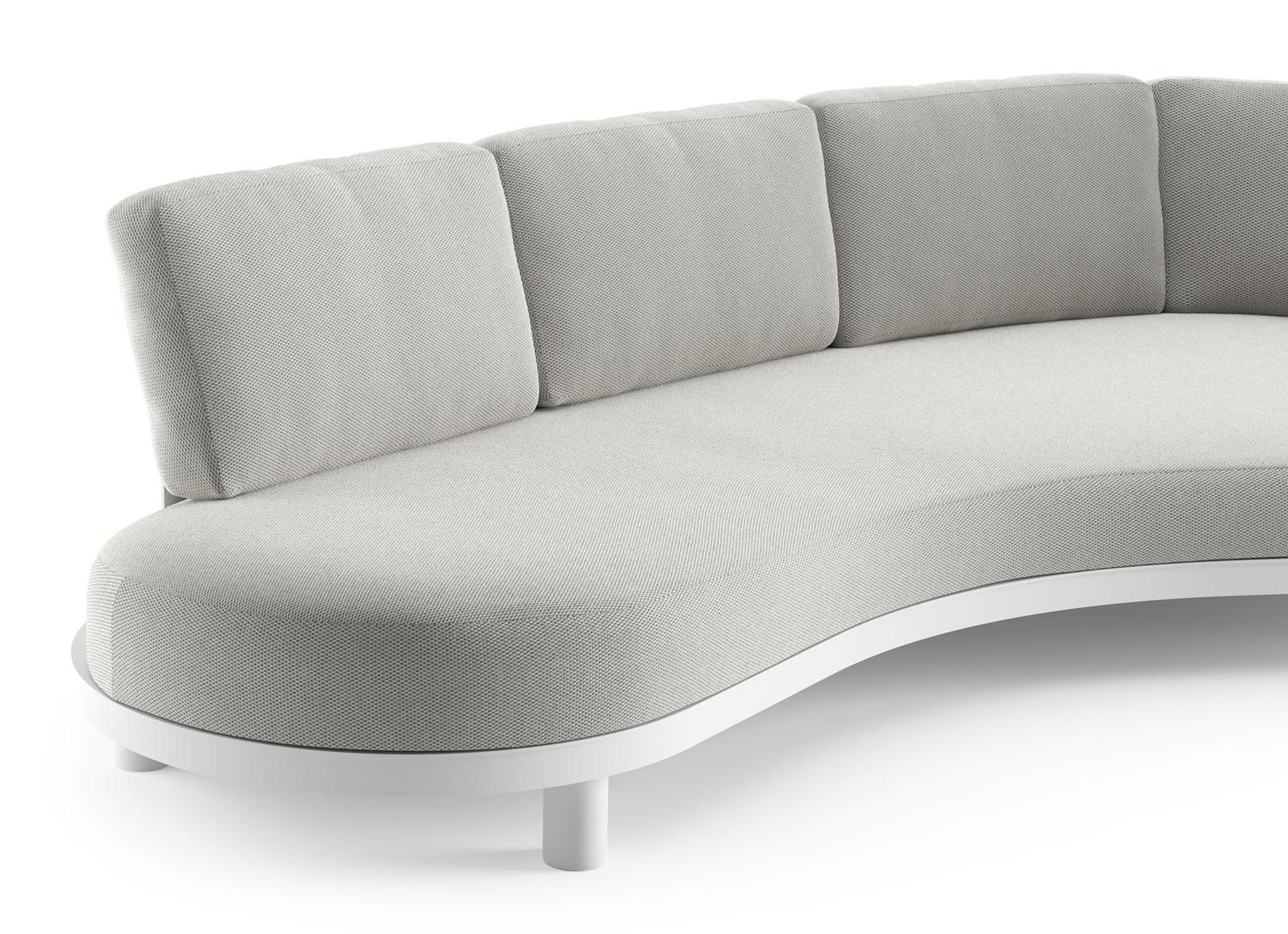 Canapé de jardin Donato en aluminium blanc et coussins en all weather sunbrella® luxe lopi ash