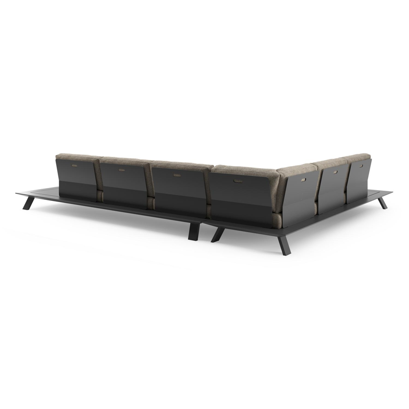 Salon de jardin d'angle Cesano en aluminium noir et coussin en all weather Cosytica madagascar burch