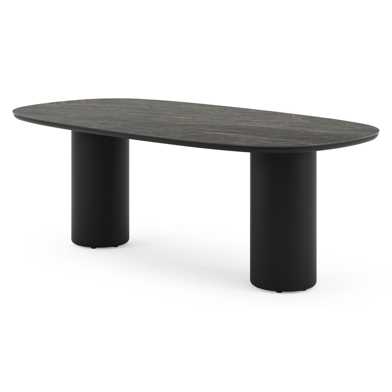 Amico tuintafel bombo in zwart aluminium en volkeramiek Black Obsession - L 210 x B 110 x H 73.5 cm
