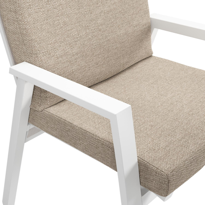 Leon tuinstoel in wit aluminium en beige textilene met kussen in Rustic Weather+ Softtouch