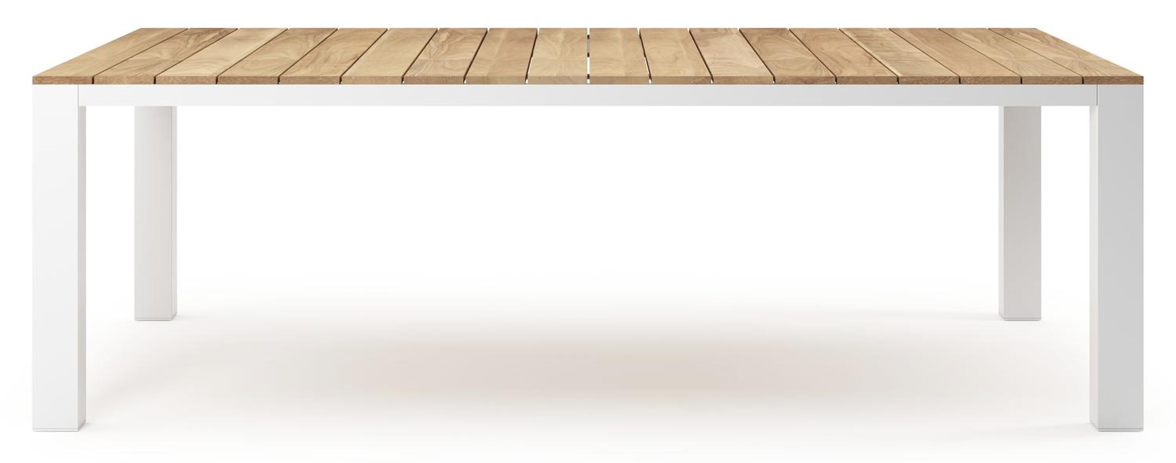 Table de jardin Nano en aluminium blanc et teck - Lg 240 x Larg. 148 x H 75 cm