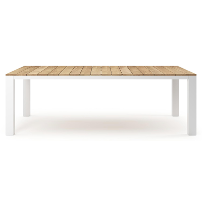 Nano tuintafel in wit aluminium en teak - L 240 x B 148 x H 75 cm