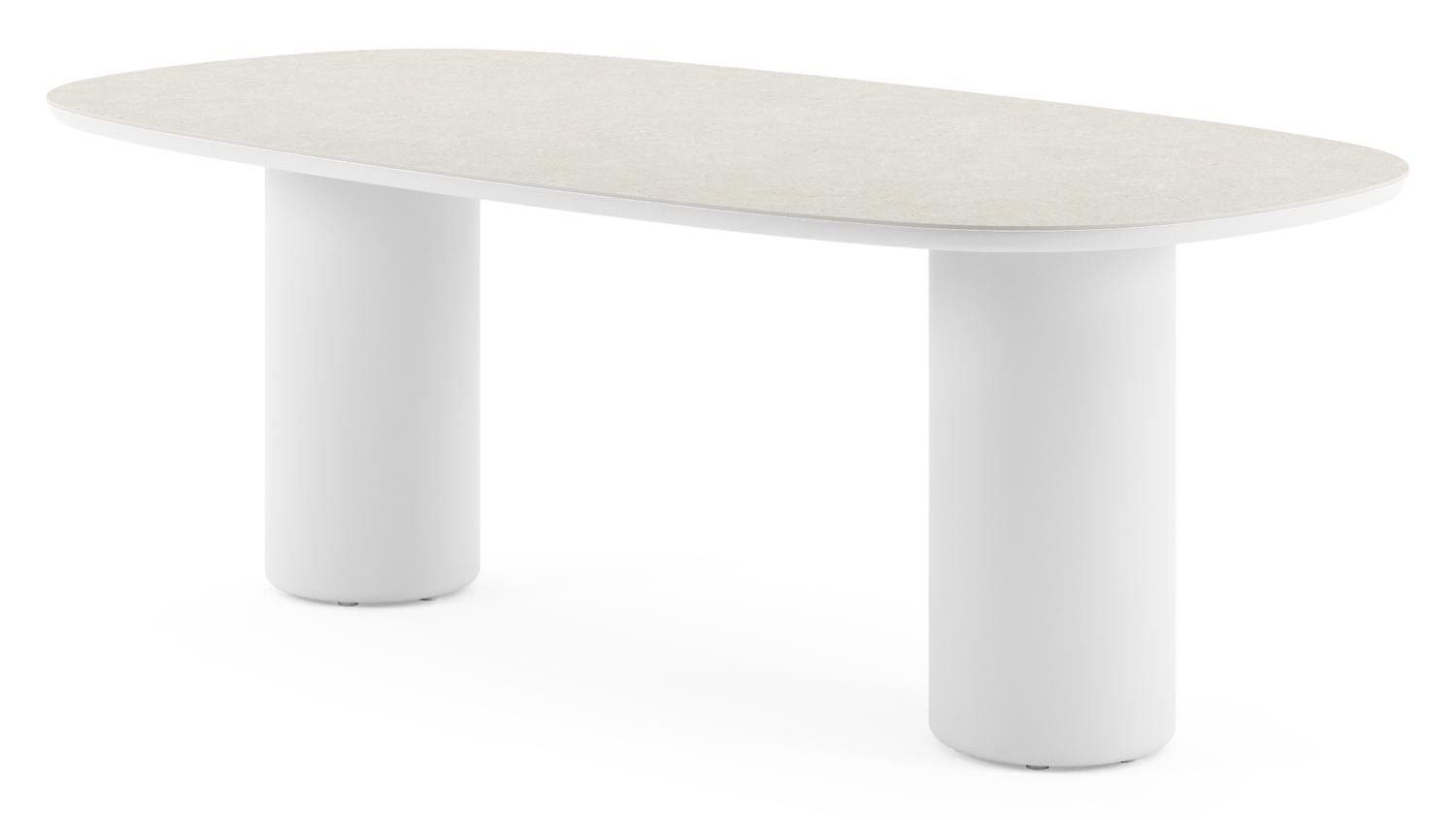 Amico tuintafel bombo in wit aluminium en volkeramiek Shilin - L 210 x B 110 x H 73.5 cm