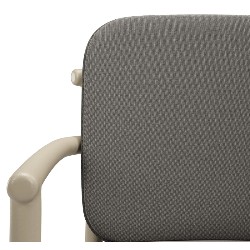 Bono stapelbare tuinstoel in beige aluminium met stoelkussen in All Weather Sunbrella® Luxe Natte Dark Taupe