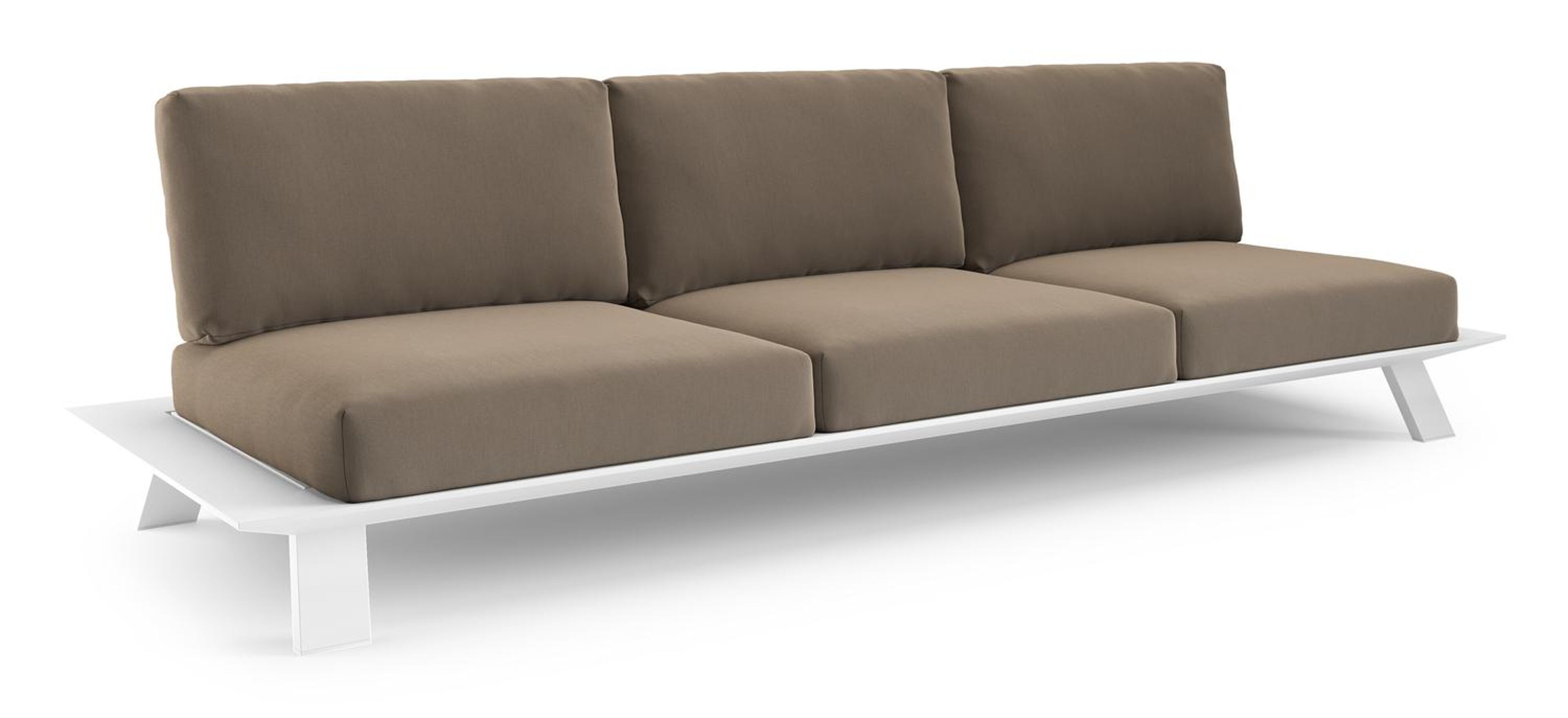 Cesano loungebank in wit aluminium met natte heather grey all weather Sunbrella® luxe kussen