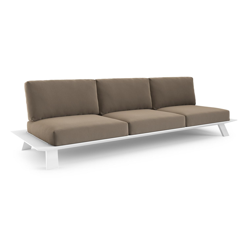 Cesano loungebank in wit aluminium met natte heather grey all weather Sunbrella® luxe kussen