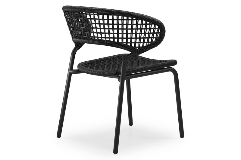 Donato XL stapelbare tuinstoel in zwart aluminium en zwart wicker