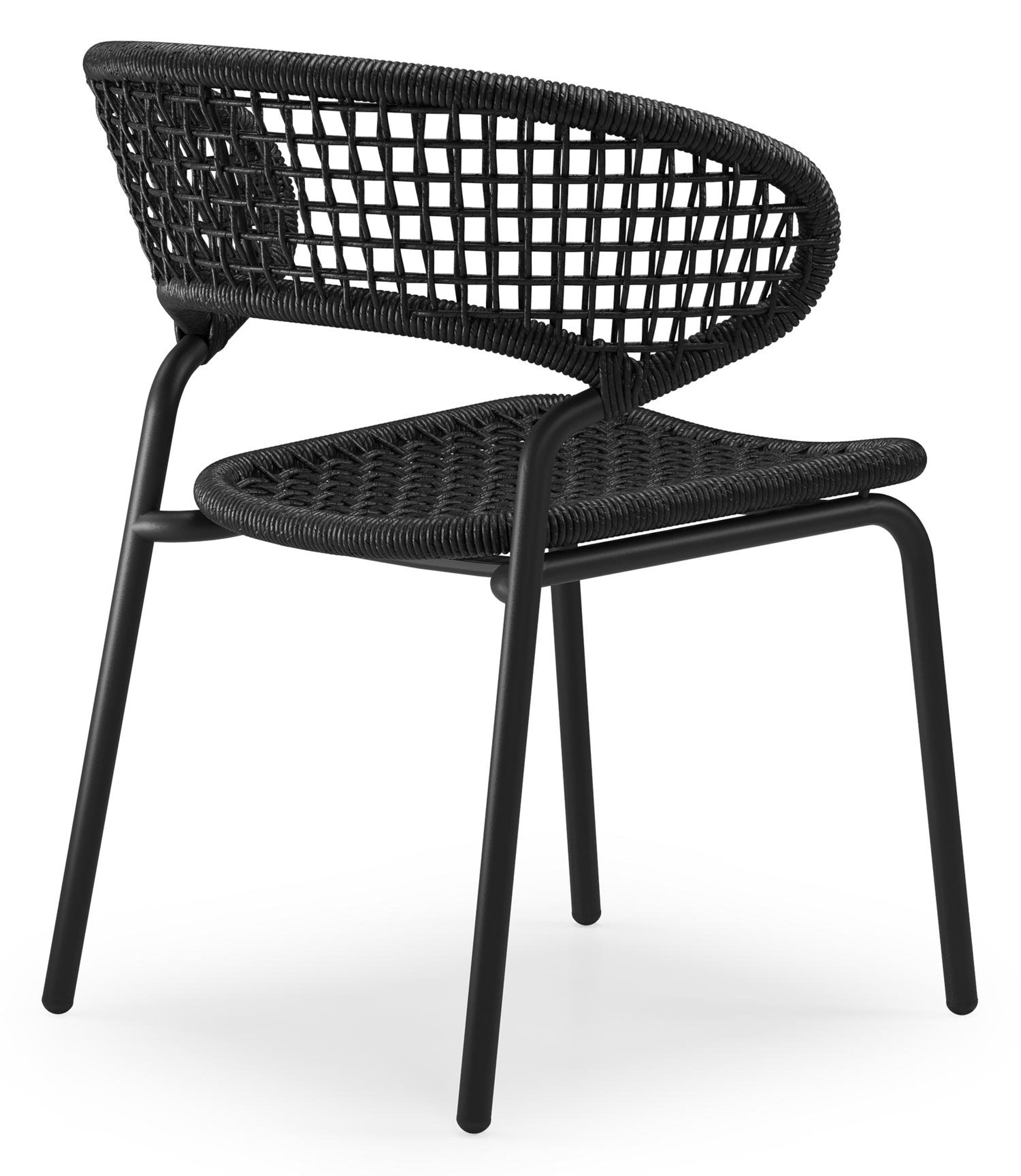 Donato XL stapelbare tuinstoel in zwart aluminium en zwart wicker