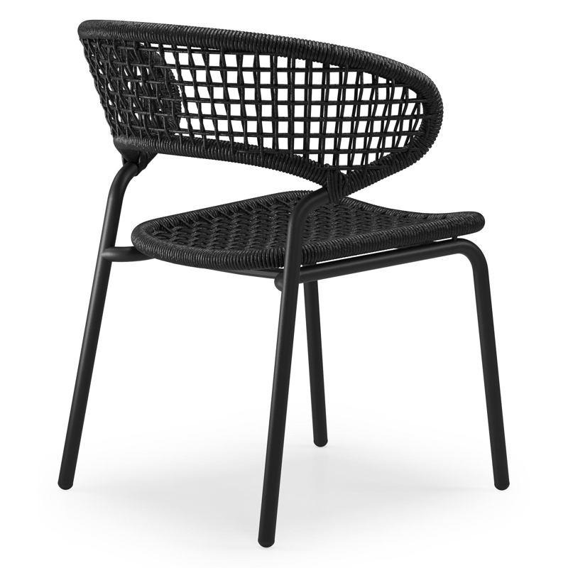 Donato XL stapelbare tuinstoel in zwart aluminium en zwart wicker