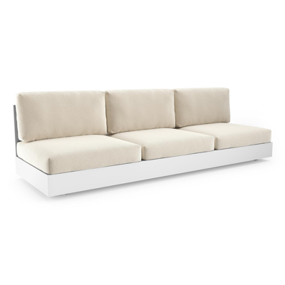Canapé de jardin Como en aluminium blanc et coussins en all weather cosytica althea off white