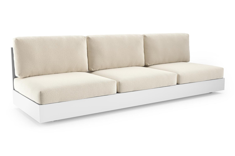 Canapé de jardin Como en aluminium blanc et coussins en all weather cosytica althea off white