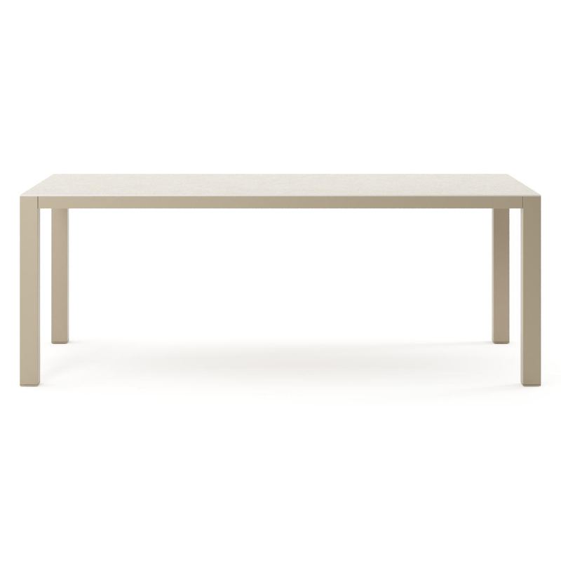Como tuintafel rechthoekig in beige aluminium en volkeramiek Shilin - L 200 x B 100 x H 73 cm
