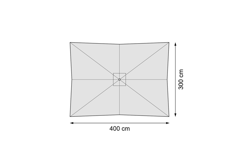 Viola staanparasol in zwart aluminium met zwart weather+ softtouch parasoldoek - L1 300 x L2 400 cm (zonder voet)