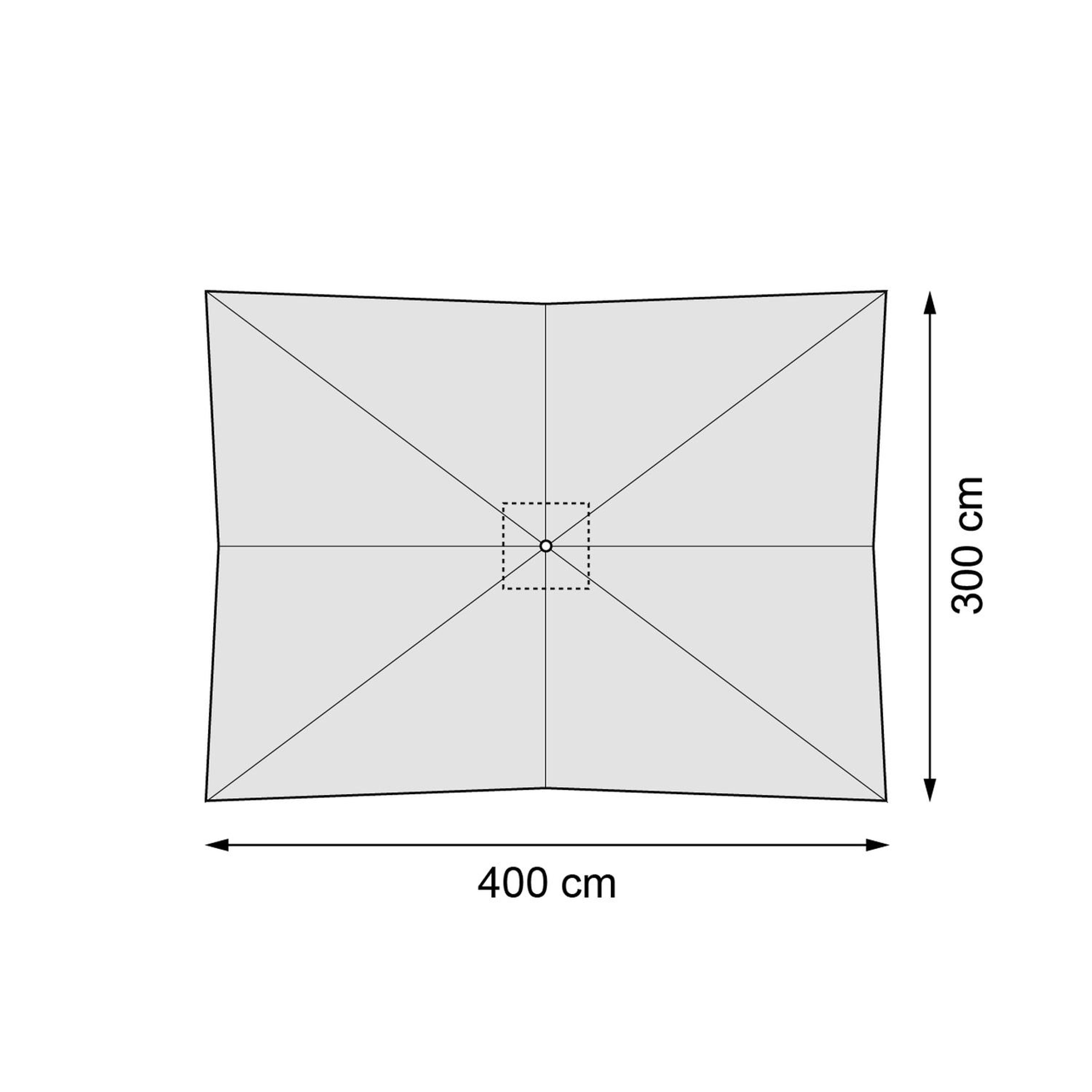 Parasol droit Viola en aluminium blanc avec toile de parasol en weather+ softtouch gris - Larg1 300 x Larg2 400 cm (sans pied de parasol)